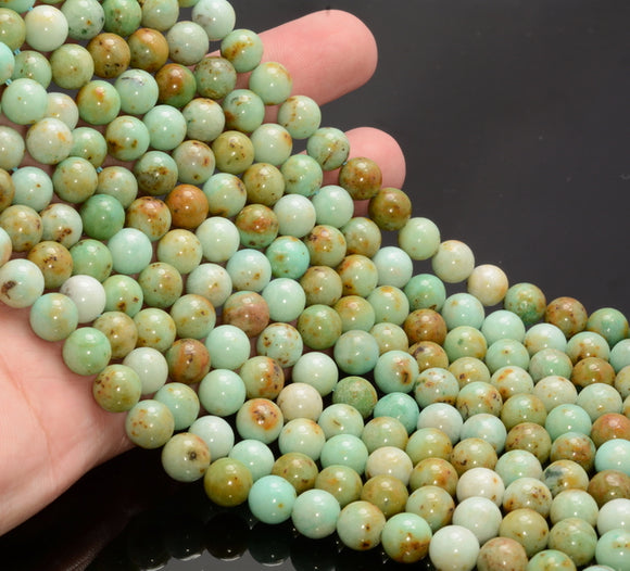 8MM Genuine Mongolia Turquoise Gemstone Grade AAA Round 15 Inch Full Strand (80007280-A252)