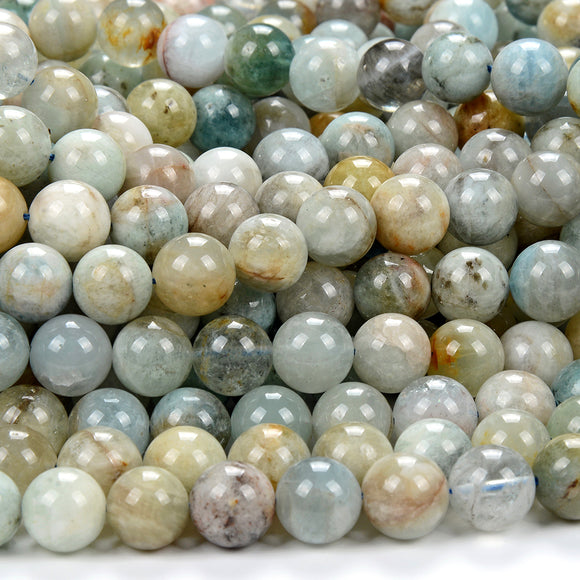 10MM Natural Aquamarine Gemstone Grade A Round Loose Beads (D408)