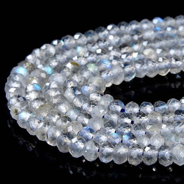 3X2MM Natural Labradorite Gemstone Grade AAA Micro Faceted Rondelle Loose Beads 15 inch Full Strand (80016390-P61)