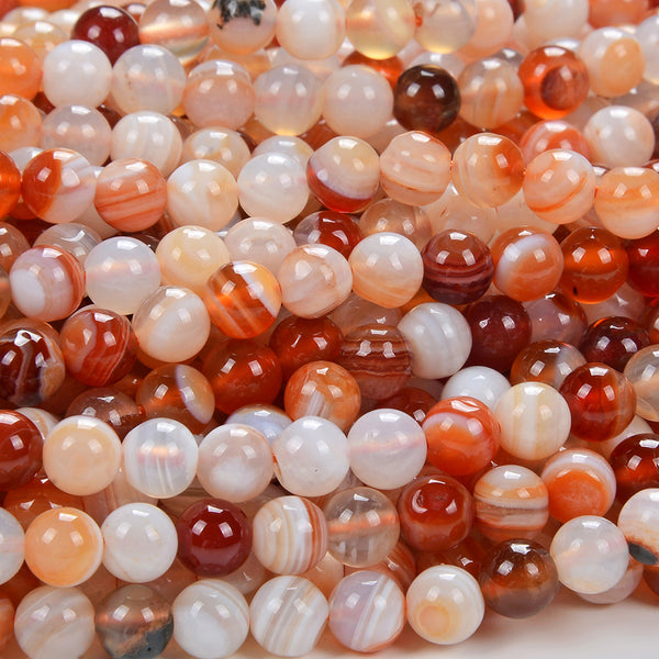 6MM Natural Orange Botswana Agate Gemstone Round Loose Beads (D294)