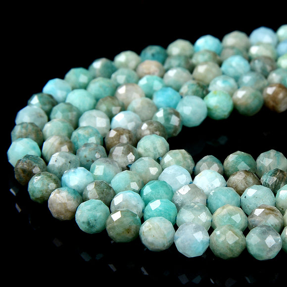 4MM Natural Amazonite Gemstone Grade AA Micro Faceted Round Loose Beads 15 inch Full Strand (80016230-P51)