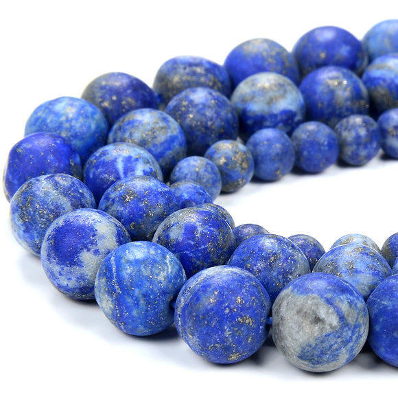 Natural Matte Lapis Gemstone Grade AA Round 6MM 7MM 9MM 10MM Loose Beads (D336)