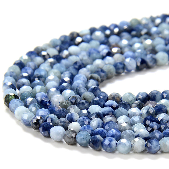 2MM Natural Blue Sapphire Gemstone Grade A Micro Faceted Round Loose Beads 15 inch Full Strand (80016200-P49)