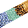 Natural 7 Chakra Gemstone Grade AAA Faceted Prism Double Point Cut 4MM 6MM 8MM Loose Beads 15inch Full Strand (D341)