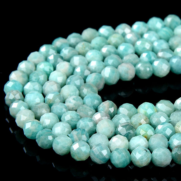 4MM Natural Green Amazonite Gemstone Grade AAA Micro Faceted Round Loose Beads 15 inch Full Strand (80016257-P52)