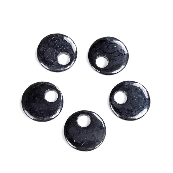 40MM Natural Smooth Shungite Gemstone Grade AAA Donut Pendant 1 Bead (80008558-D48)