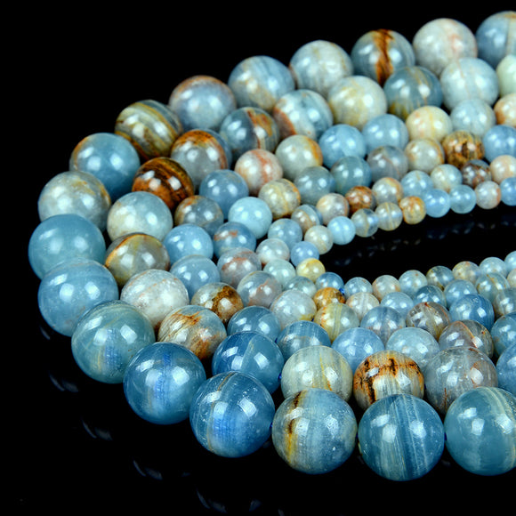 Natural Argentina Lemurian Aquatine Calcite Gemstone Grade AA Round 5MM 6MM 7MM 8MM 9MM 10MM 11MM 12MM 13MM 14MM Loose Beads (D51 D52 D53)