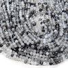 4MM Natural Black Rutilated Quartz Gemstone Grade AAA Micro Faceted Round Loose Beads 15 inch Full Strand (80009428-P32)