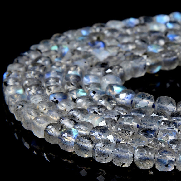 4MM Natural Labradorite Gemstone Grade AA Micro Faceted Square Cube Loose Beads 15 inch Full Strand (80017462-P76)