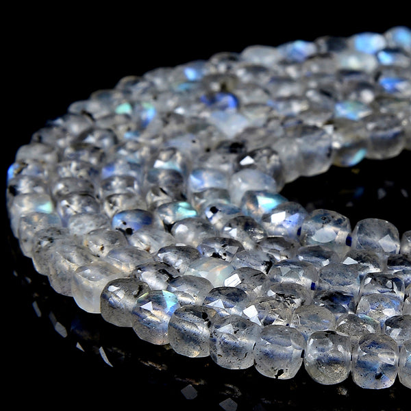 4MM Natural Labradorite Gemstone Grade AA Micro Faceted Square Cube Loose Beads 15 inch Full Strand (80017462-P76)