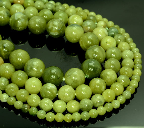 Natural Olive Peridot Jade Gemstone Grade AAA Round 4mm 6mm 8mm 10mm Loose Beads Full Strand (A257)