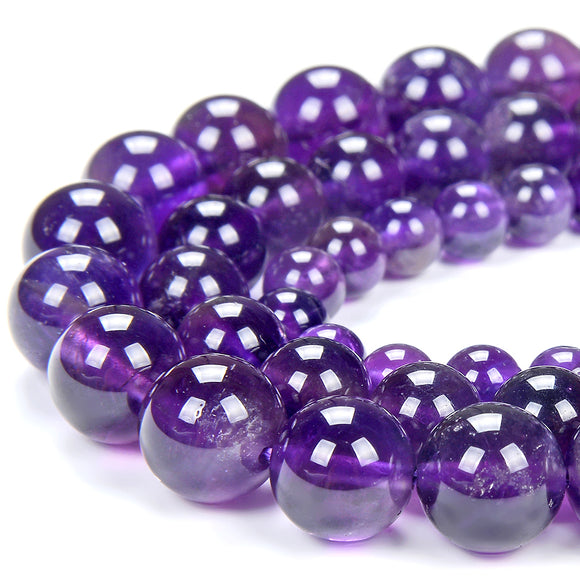 Natural Amethyst Gemstone Grade AAA Round 5MM 6MM 7MM 8MM 9MM 10MM Loose Beads (D329)