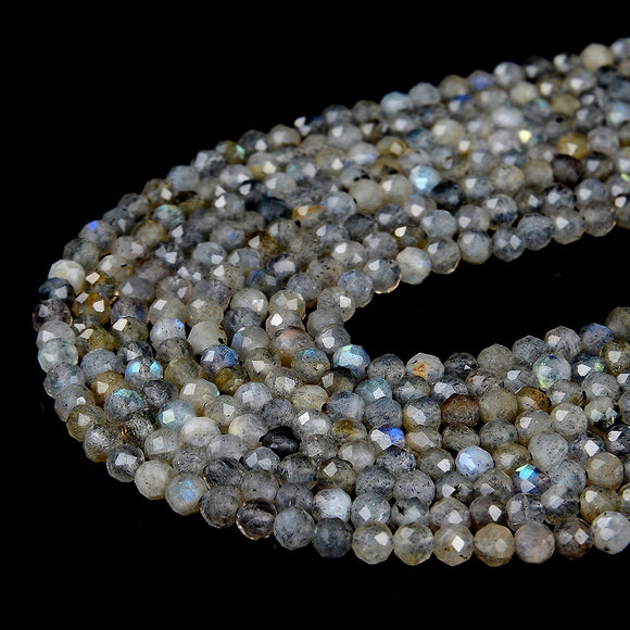 Natural Labradorite Gemstone Grade A Micro Faceted Round 2MM 3MM 4MM Loose Beads (P11)