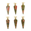 50X15MM Natural Unakite Gemstone Perfume Bottle Pendant Hexagon Healing Point, Essential Oil Bottle Beads 1 Bead (80017267-P73)
