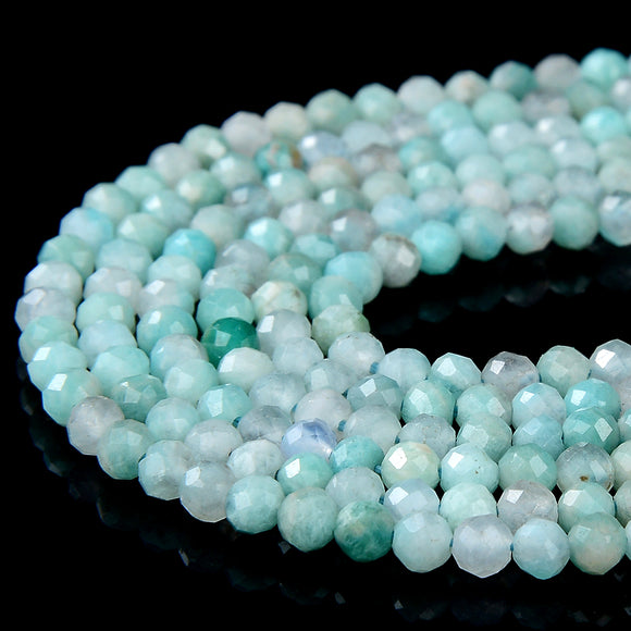 3MM Natural Amazonite Gemstone Grade AA Micro Faceted Round Loose Beads 15 inch Full Strand (80016219-P50)
