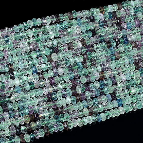 8X5MM Natural Rainbow Fluorite Gemstone Grade AAA Faceted Rondelle Loose Beads (D346)