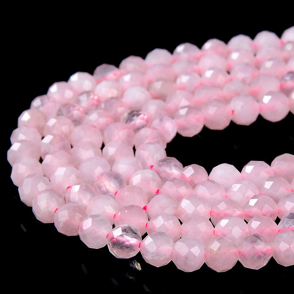 5MM Natural Rose Quartz Gemstone Grade AA Micro Faceted Round Loose Beads 15 inch Full Strand (80016337-P58)