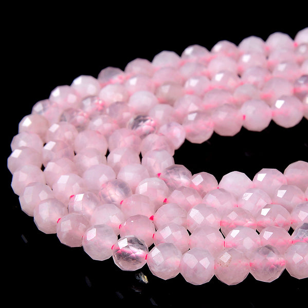 5MM Natural Rose Quartz Gemstone Grade AA Micro Faceted Round Loose Beads 15 inch Full Strand (80016337-P58)