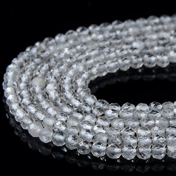 2MM Natural Black Rutilated Quartz Gemstone Grade AA Micro Faceted Round Loose Beads 15 inch Full Strand (80016198-P49)