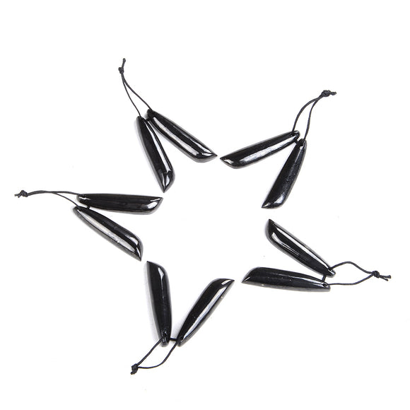 10x45MM Natural Smooth Shungite Gemstone Grade AAA Leaf Earring Pair Pendant 2 Beads (80008566-D49)
