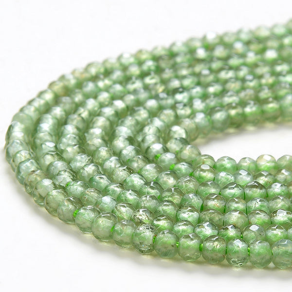 3X2MM Natural Peridot Gemstone Grade AAA Micro Faceted Rondelle Loose Beads 15 inch Full Strand (80016379-P61)