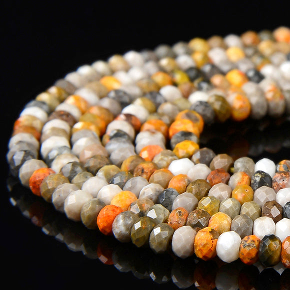 3X2MM Natural Bumblebee Jasper Gemstone Grade AA Micro Faceted Rondelle Loose Beads 15 inch Full Strand (80017469-P78)