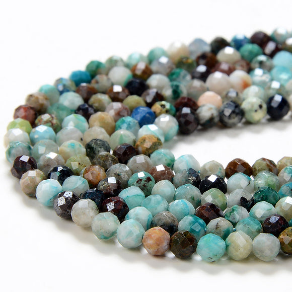 3MM Natural Chrysocolla Gemstone Grade A Micro Faceted Round Loose Beads 15 inch Full Strand (80016211-P49)