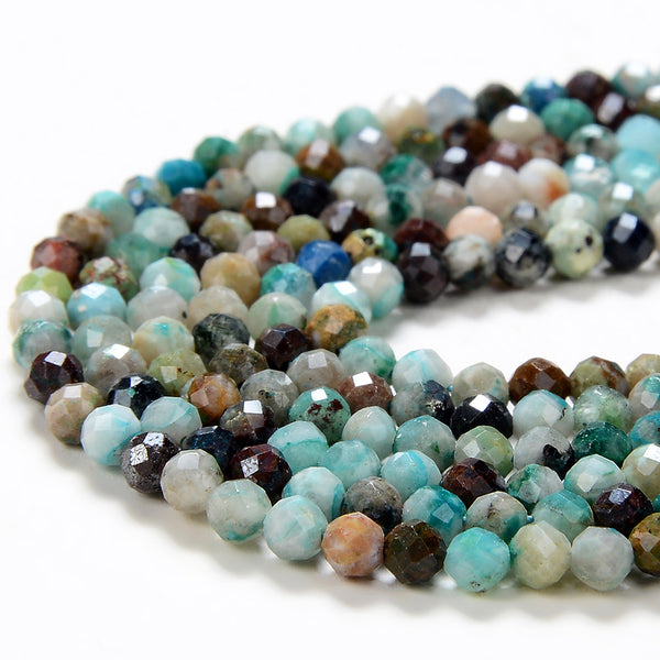 3MM Natural Chrysocolla Gemstone Grade A Micro Faceted Round Loose Beads 15 inch Full Strand (80016211-P49)