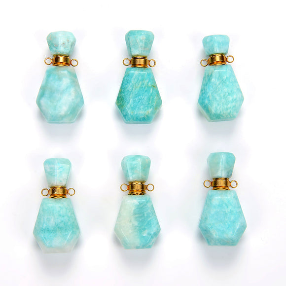 34X17X13MM Natural Peruvian Amazonite Gemstone Perfume Bottle Pendant Faceted, Essential Oil Bottle Beads 1 Bead (80017234-P70)