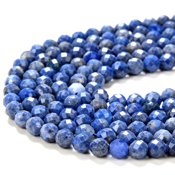 Natural Dumortierite Gemstone Grade AA Micro Faceted Round 3MM 4MM Loose Beads 15 inch Full Strand (P56)