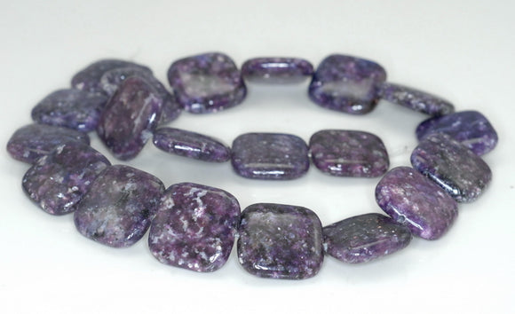 20X20mm Purple Lepidolite Gemstone Grade AA Square Loose Beads 8 inch Half Strand (90188066-704B)