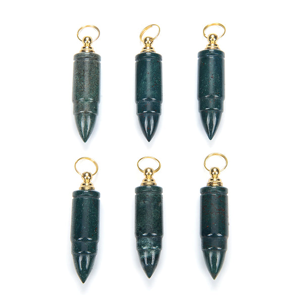 53X14MM Natural African Blood Stone Gemstone Perfume Bottle Pendant Bullet Point, Essential Oil Bottle Beads 1 Bead (80017258-P72)