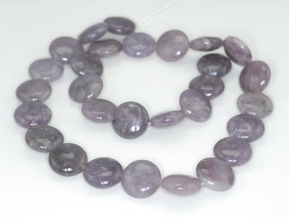 12mm Lavender Purple Lepidolite Gemstone Grade A Flat Round Loose Beads 8 inch Half Strand (90187874-656)