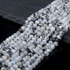 5X4MM Rainbow Moonstone With Black Tourmaline Inclusions Gemstone Faceted Lantern Loose Beads 15 inch Full Strand (80009130-P14)
