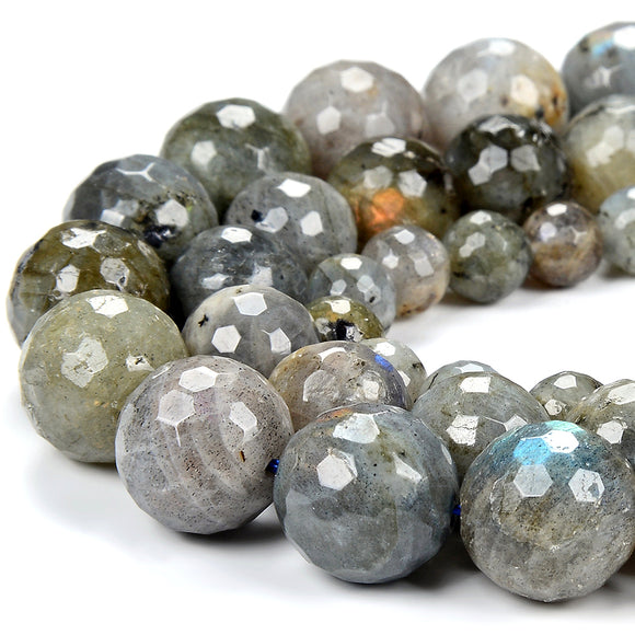 Natural Labradorite Gemstone Grade A Faceted Round 7MM 8MM 9MM 10MM 11MM 12MM 13MM 14MM Loose Beads (D409)
