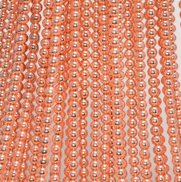 4MM Hematite Gemstone Rose Gold Round Beads 16 Inch Full Strand (80006012-483)