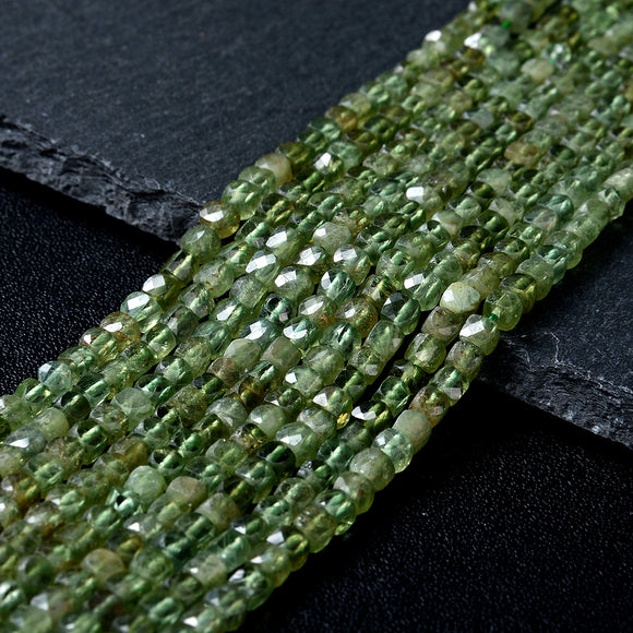 4MM Natural Green Apatite Gemstone Grade AAA Micro Faceted Cube Loose Beads (P44)